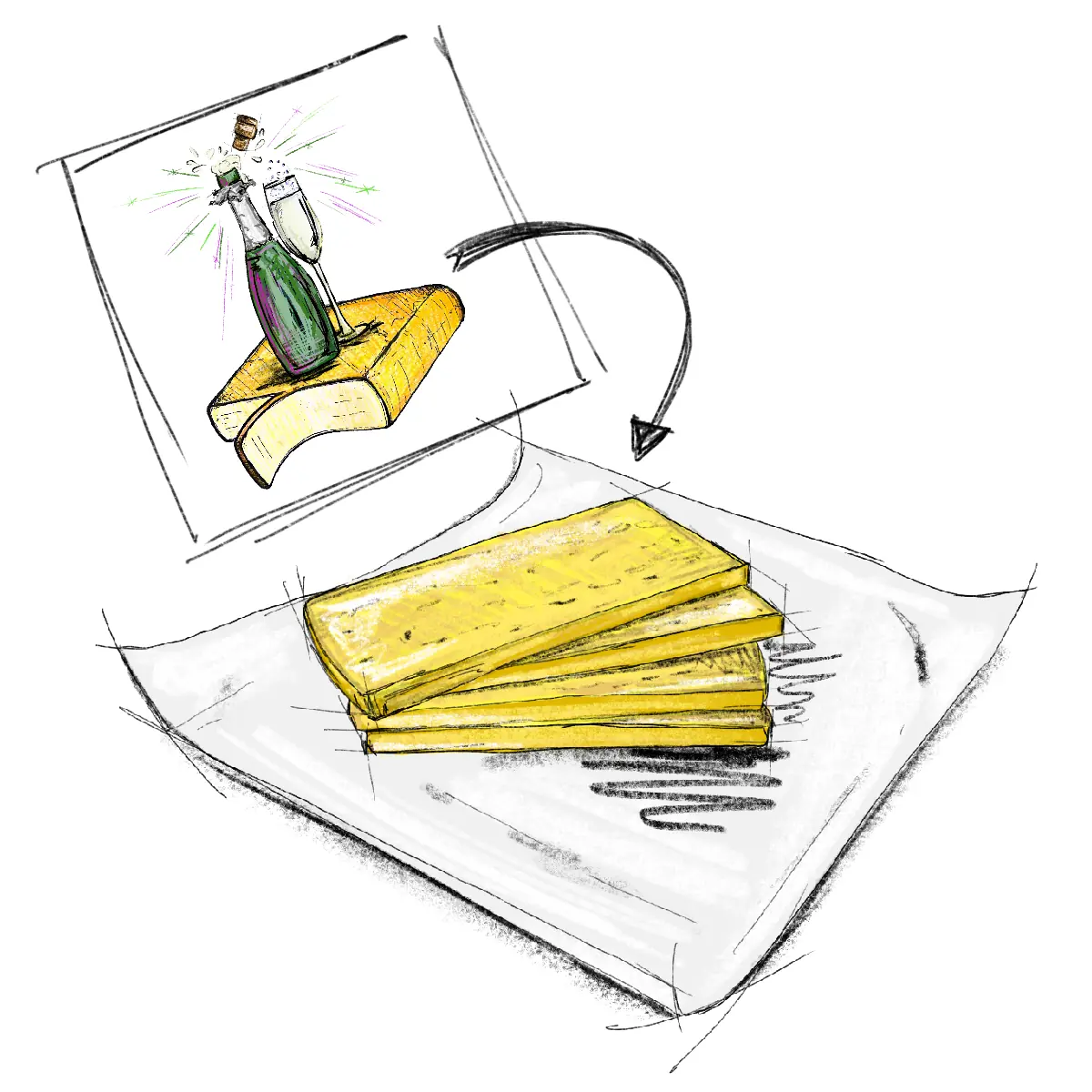 champagner raclette päckli à 4 scheiben