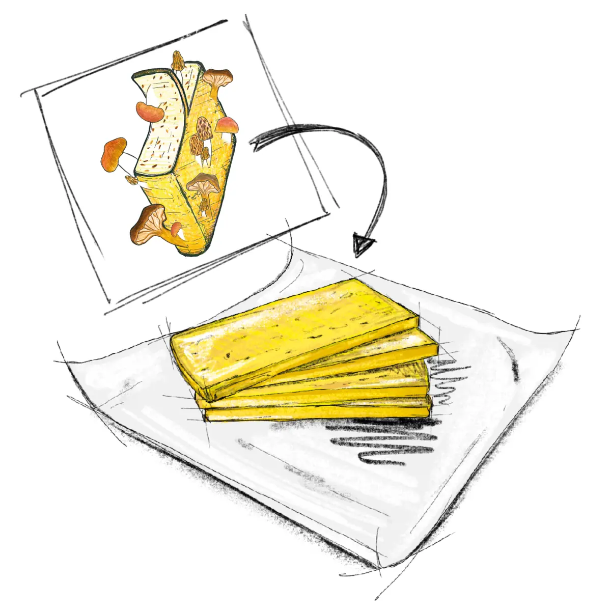 morchel-steinpilz raclette päckli à 4 scheiben